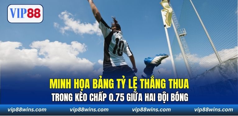 Minh họa bảng tỷ lệ thắng thua trong kèo chấp 0.75 giữa hai đội bóng